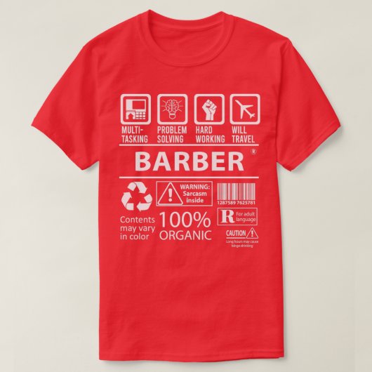 T-shirt Barber MultiTasking Certified Job Gift Item (Design devant)
