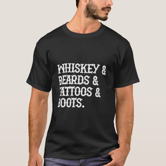 T-shirt Barbes Tatouages Bottes Whisky (Devant)