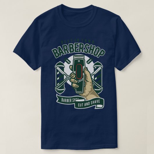 T-shirt barbier coupé et rasage (Design devant)