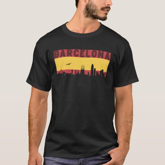 T-shirt Barcelona Skyline Spain Vacation Travel (Devant)