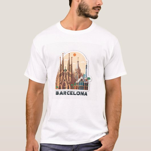 T-shirt Barcelone, Espagne (Devant)