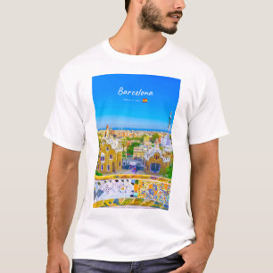 T-shirt Barcelone, Espagne - Parc Guell Mosaïque Gaudi