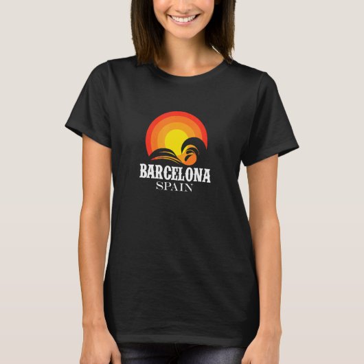 T-shirt Barcelone Espagne Plage espagnole Coucher de solei (Devant)