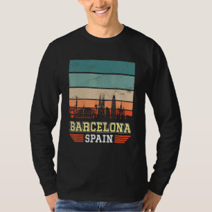 T-shirt Barcelone Espagne Retro Vintage Sunset Skyline Bar