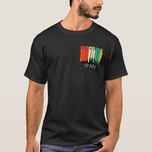 T-shirt Barcelone Espagne Skyline Art (Devant)