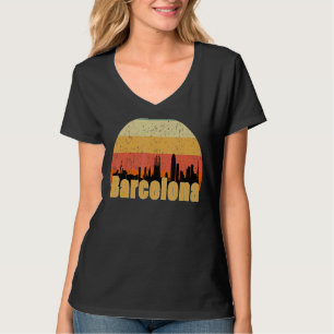 T-shirt Barcelone Espagne Skyline Silhouette Sunset I Love