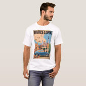 T-shirt Barcelone Espagne vintage (Devant entier)