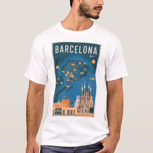 T-shirt Barcelone Espagne vintage (Devant)