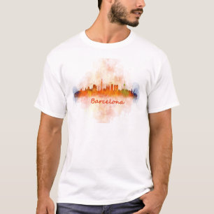 T-shirt Barcelone Skyline watercolor v04
