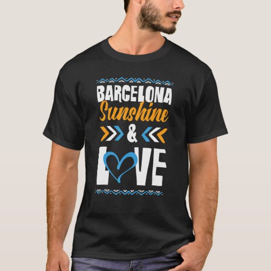 T-shirt Barcelone Sunshine Love Party Vacation Citation (Devant)