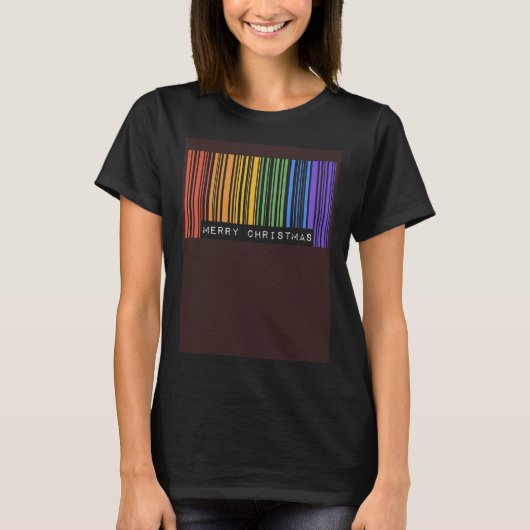 T-shirt Barcode Merry Christmas Gay Pride Flag LGBTQ Queer (Devant)