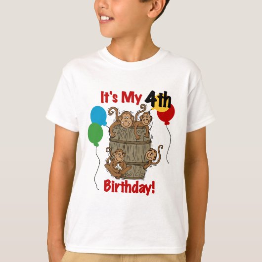 T-shirt Baril des singes 4e anniversaire (Devant)