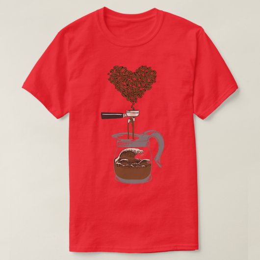 T-shirt Barista Et Great Wave Coffee Beans Art (Design devant)
