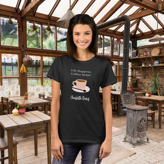 T-shirt Barista noir blanc tasse café nom citation