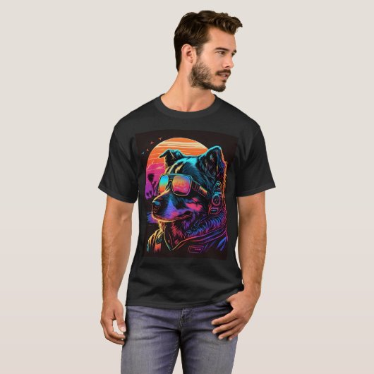 T-shirt Bark to the Future : 80s Synthwave Chien Graphic (Devant entier)