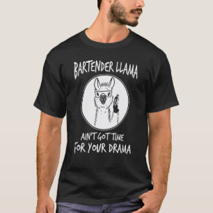T-shirt Barman drôle Lama N'a Pas Le Temps Pour Votre Dram