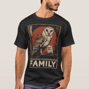 T-shirt Barn Owl and Owlet - Moment familial sage et doux