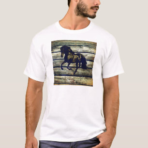 T-shirt Barne primitiveBois équestre noir Stallion Horse