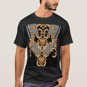 T-shirt Baroque doré, décoration complexe.