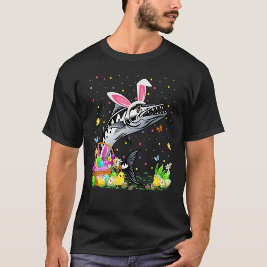 T-shirt Barracuda Poisson Pâques Chasse aux oeufs Bunny Ba (Devant)