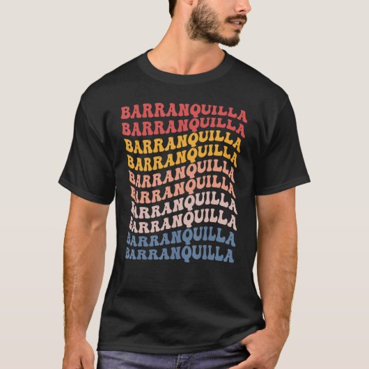 T-shirt Barranquilla City Groovy Retro (Devant)