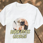 T-shirt Barre Boss Animaux de compagnie Photo Moderne Simp<br><div class="desc">Le design est simple avec un arrière - plan de couleur simple et la typographie sans serif pour un look super-héros.</div>