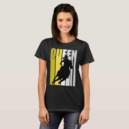 T-shirt Barrel Racing Queen Rodeo Women Cowgirls Retro Yel (Devant entier)