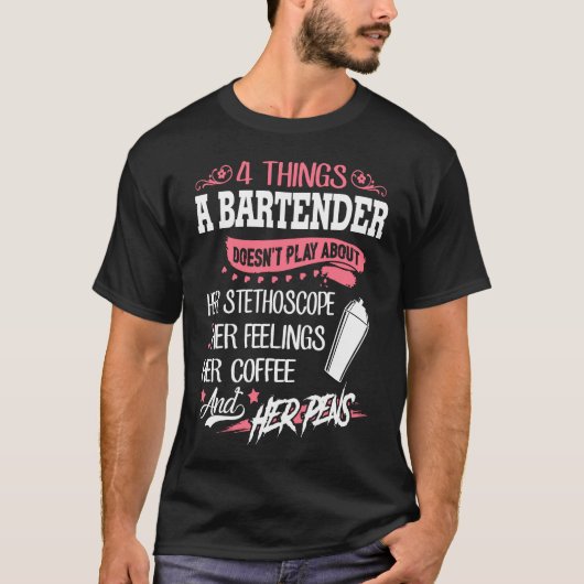 T-shirt Bartender - 4 choses dont un barman ne parle pas (Devant)