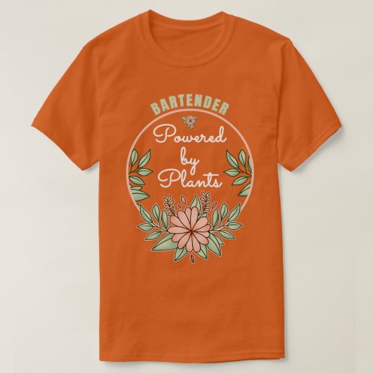 T-shirt Bartender Alimenté Par Un Amoureux Plante Design (Design devant)