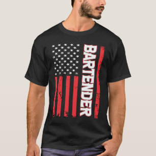 T-shirt Bartender American Flag Bartending