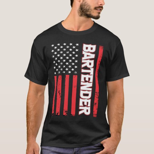 T-shirt Bartender American Flag Bartending (Devant)