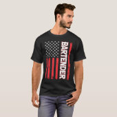 T-shirt Bartender American Flag Bartending (Devant entier)