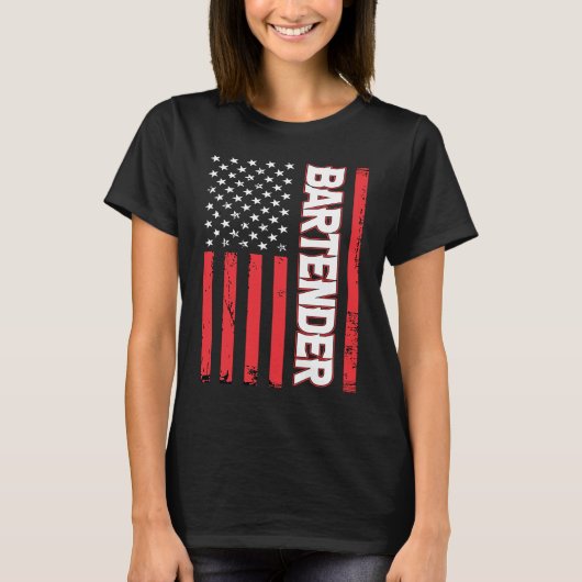 T-shirt Bartender American Flag Bartending (Devant)