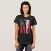 T-shirt Bartender American Flag Bartending (Devant entier)