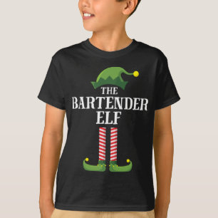 T-shirt Bartender Elf Correspondante Famille Noël fête Paj