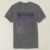 T-shirt Bartender Funny Bartending Nutrition Étiquette 2 (Design devant)