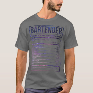 T-shirt Bartender Funny Bartending Nutrition Étiquette 2