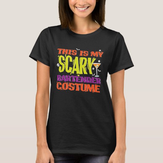 T-shirt Bartender Funny Costume Halloween Hommes Femmes Ca (Devant)