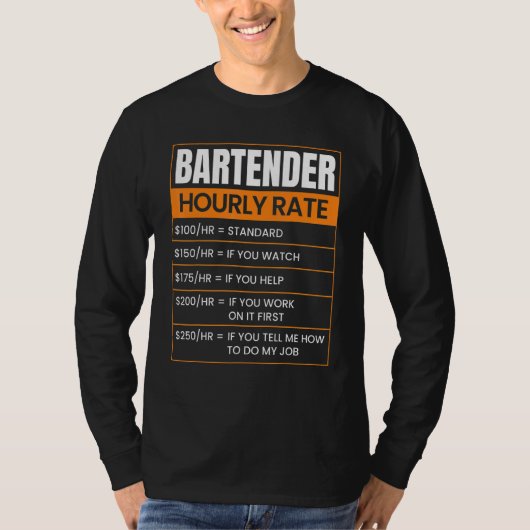 T-shirt Bartender Hourly rate Funny Job Title Profession W (Devant)