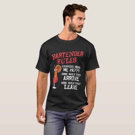 T-shirt Bartender Mixologist Bartender Rules Everyone Make (Devant entier)