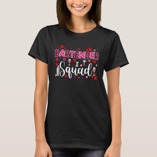 T-shirt Bartender Squad Cute Tools Hearts Costume Valentin (Devant)