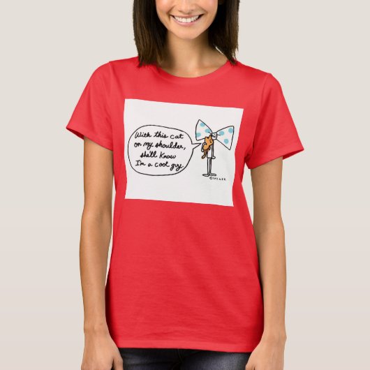 T-shirt BAS CRAVATE chat sur l'épaule (Devant)
