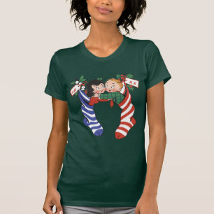 T-shirt Bas de Noël vintage avec de mignons enfants