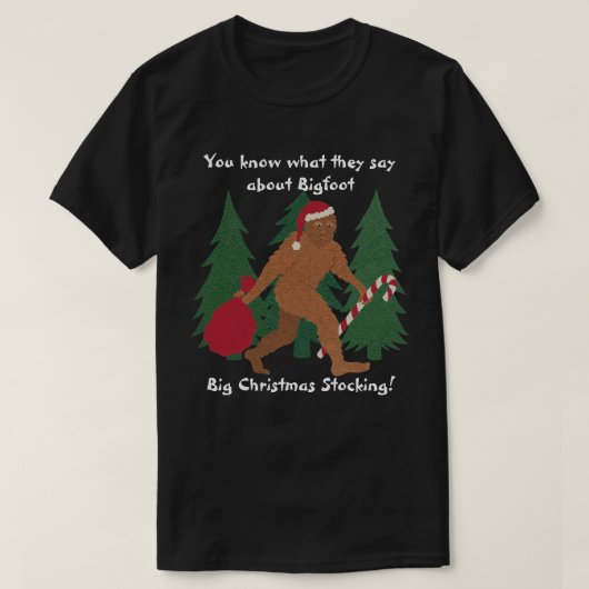 T-shirt Bas de plaisanterie de Noël de Père Noël Squatch (Design devant)
