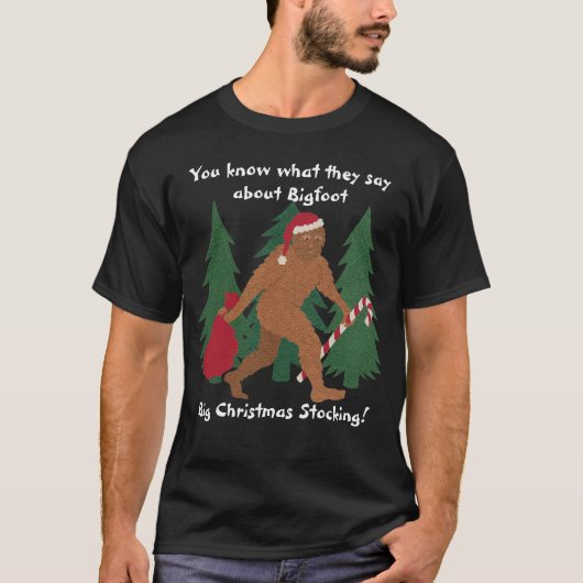 T-shirt Bas de plaisanterie de Noël de Père Noël Squatch (Devant)