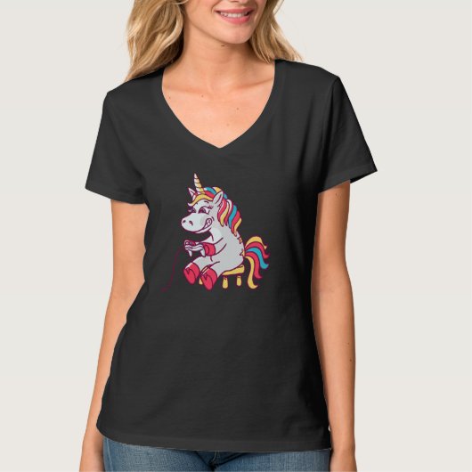 T-shirt Basculement de la licorne Gamer (Devant)