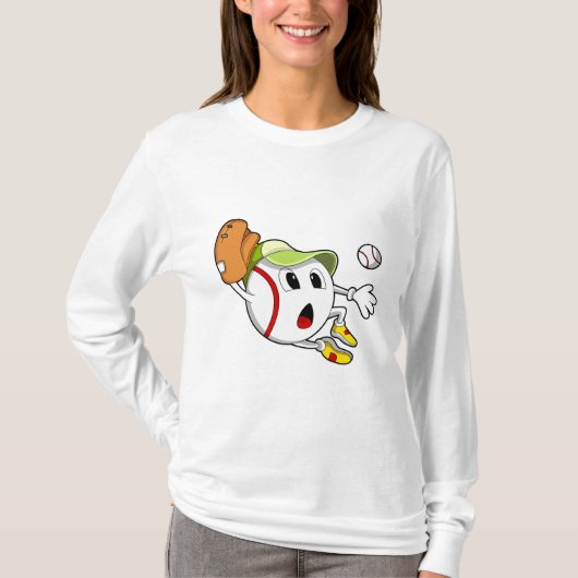 T-shirt Base-ball avec Baseball Glove & Cap (Devant)