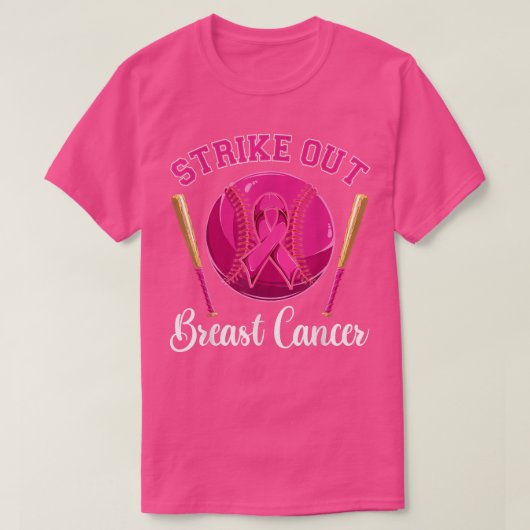 T-shirt Base-ball rose Ribbon Men Boys, Strikeout Breast C (Design devant)