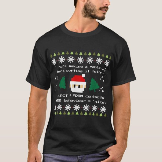 T-shirt Base de données SQL Santa Claus, clause Code dével (Devant)