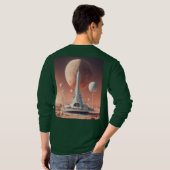 T-shirt Base de la lune rétro-futuriste à long manche (Dos entier)
